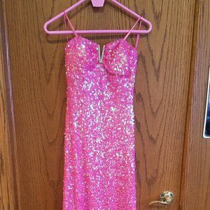 Lily Rose Strapless Pink Sequined Prom Dress